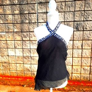 🖤 Halter top - with decorated tie - with lining🤍